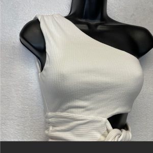 Lovers & Friends White One Shoulder Sleeveless Side Tie Crop Top Size XS
